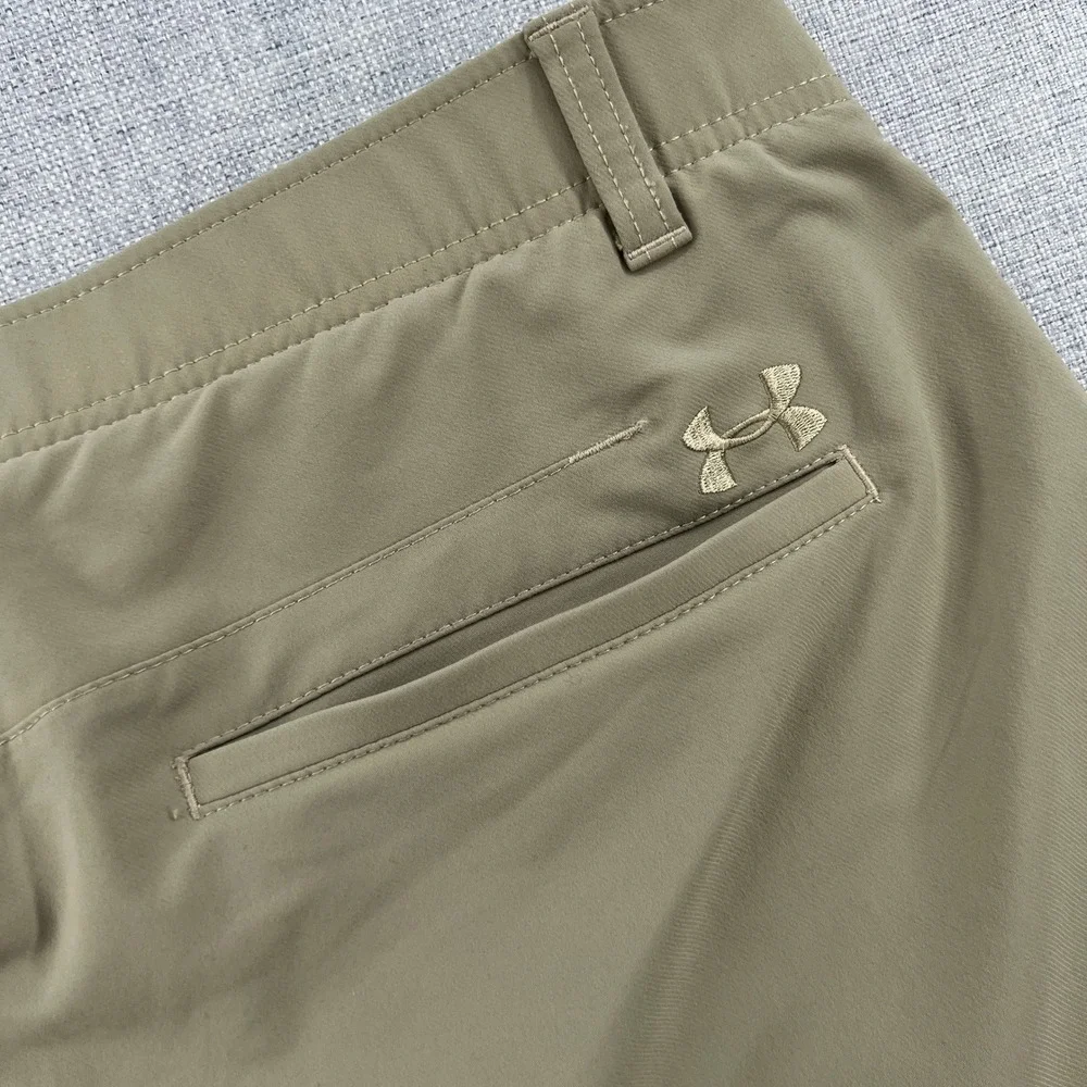 Under Armour Match Play Mens 38x30 Khaki Tan Performance Golf Pants Stretch Tech